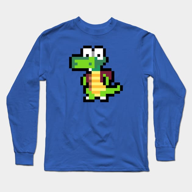 Croc Retro 8-Bit Pixel Art Character Long Sleeve T-Shirt by StebopDesigns